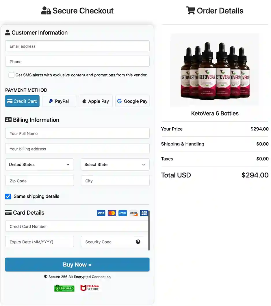 Ketovera 6 bottle best value liquid keto supply with 60-day guarantee and free US shipping